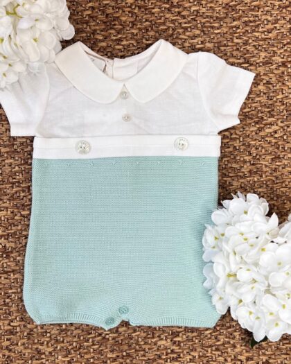 Pagliaccetto neonato con camicia Lino