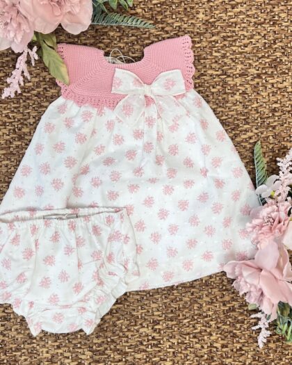 Abitino fiori e fiocco con coulotte 004-123651