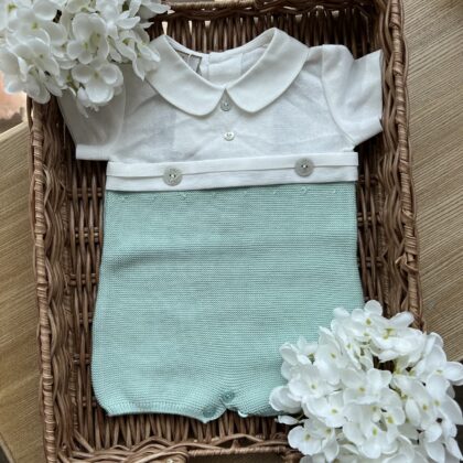 Pagliaccetto neonato con camicia Lino