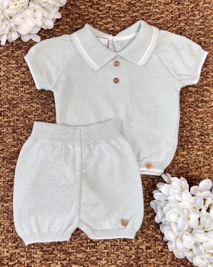 Completo neonato con maglia polo verde 024-123565 Pz