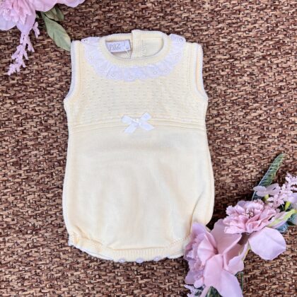 Pagliaccetto giallo con colletto sangallo 022-123527 Pz