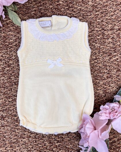 Pagliaccetto giallo con colletto sangallo 022-123527 Pz