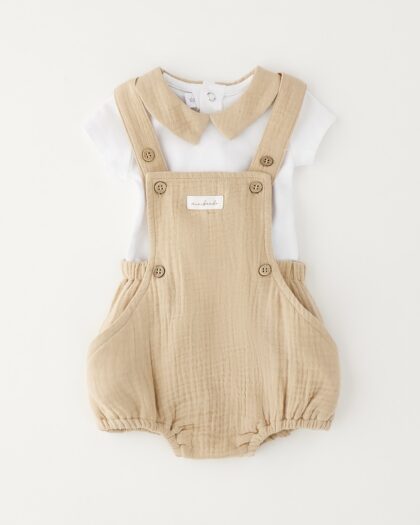 Pagliaccetto bimbo in mussola cotone con maglia body 3G646/00