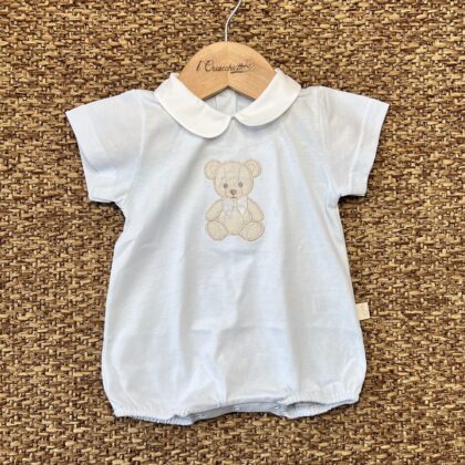 Pagliaccetto neonato Jersey celeste orsetto TM46
