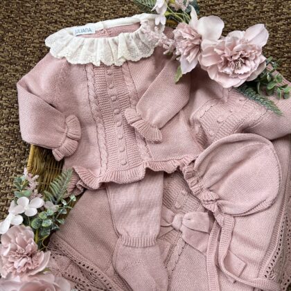 Coordinato nascita neonata rosa antico con Coprifasce e cuffietta | Estivo | 26003