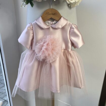 Abitino elegante bimba rosa In tulle con pompon | 1227 | PL