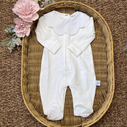 Tutina in cotone con colletto nuvola bianca | Estivo | PL