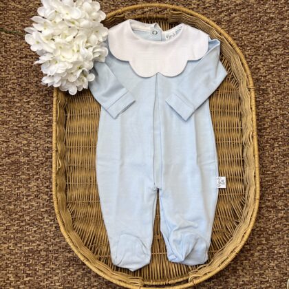 Tutina in cotone con colletto nuvola celeste | Estivo | PL